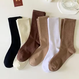 1pair Men's All Season Solid Cotton Crew Socks