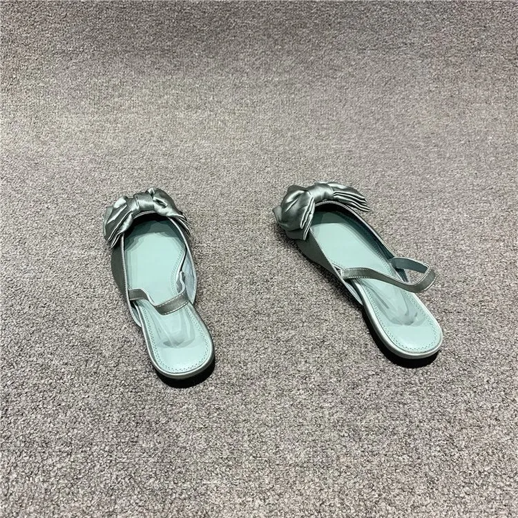 Advbridge Summer Flat Slippers Outdoor Female Beach Slides Silk Bow Pointed Toe Women Sandals Elegant Ladies Shoes Casual Flip Flops