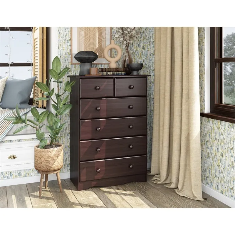 Amara Cappuccino Tall 6 Drawer Kids Dresser