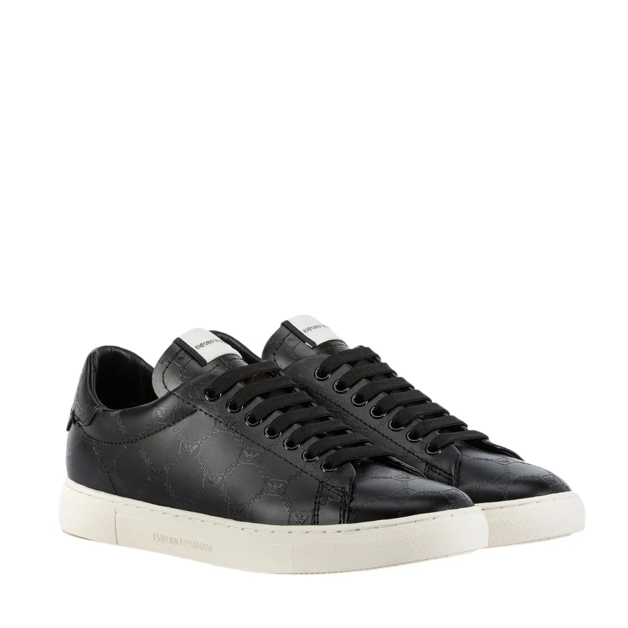 Armani Black Pattern Eagle Logo Sneakers