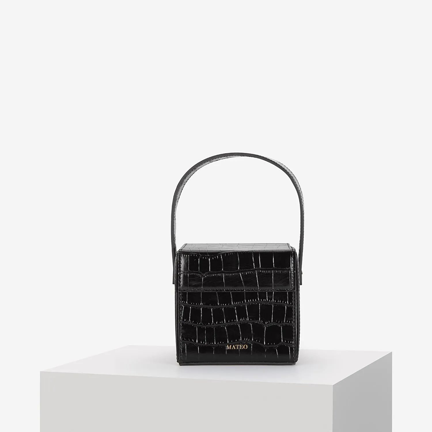 Black Croc Catherine Box Bag