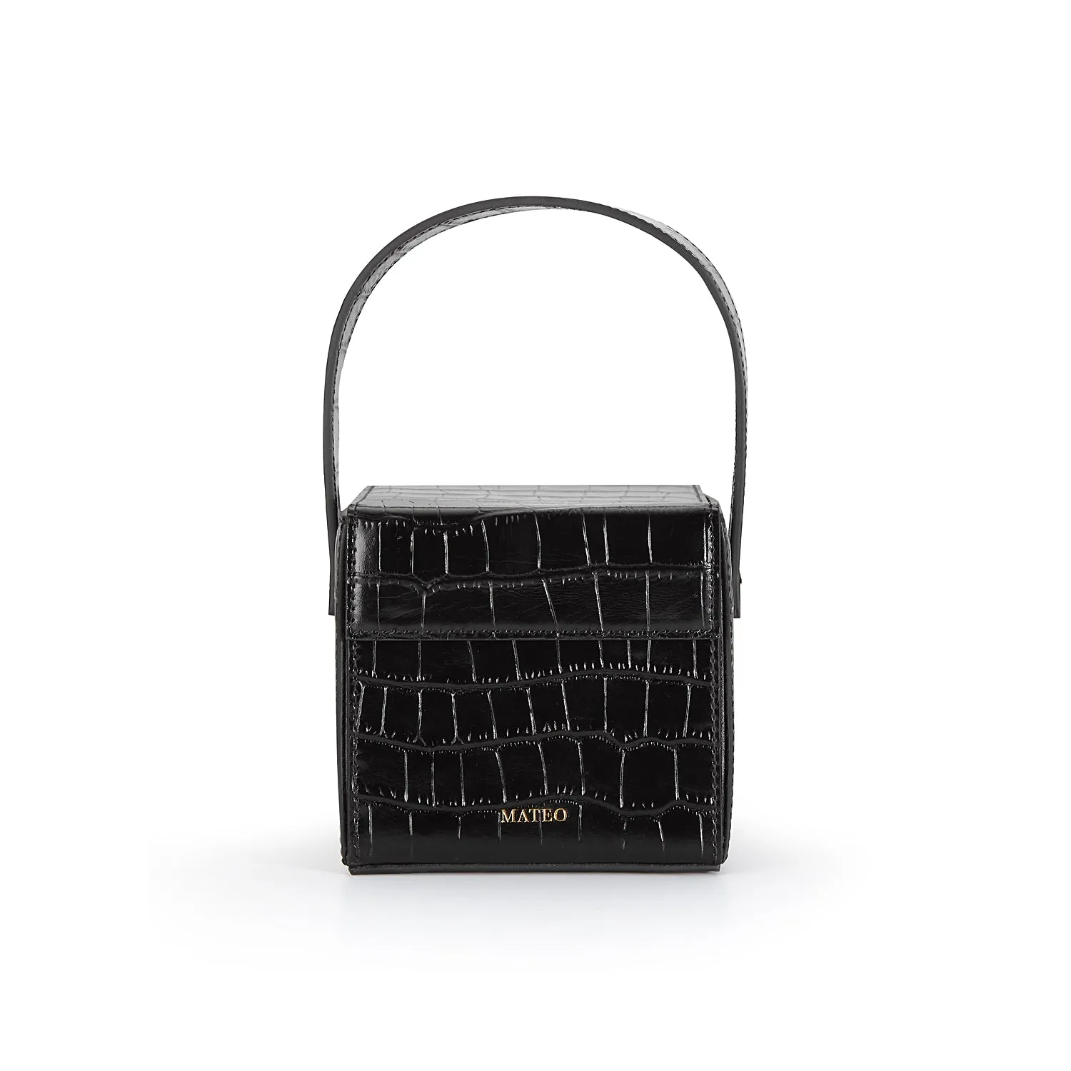 Black Croc Catherine Box Bag