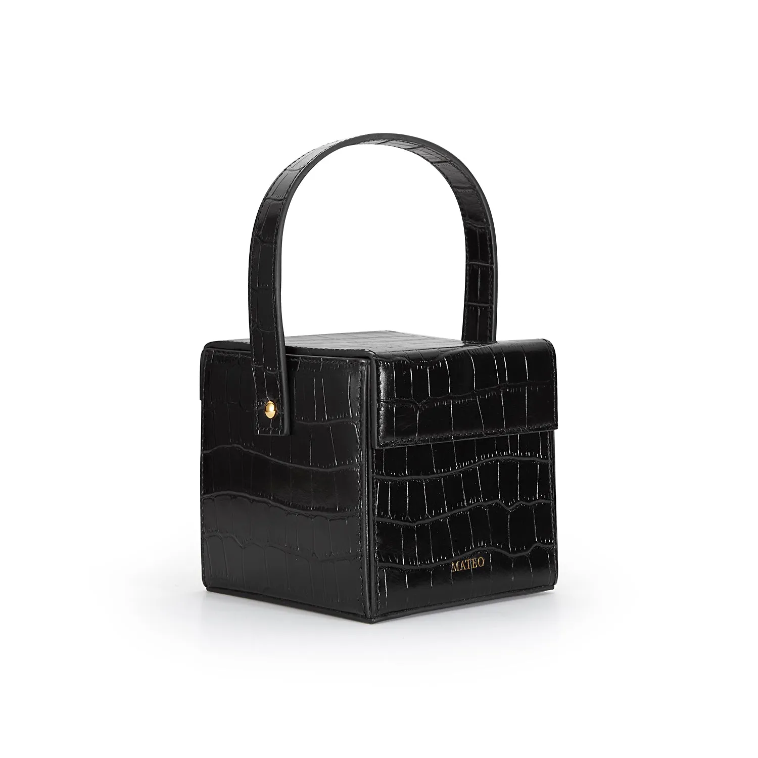 Black Croc Catherine Box Bag