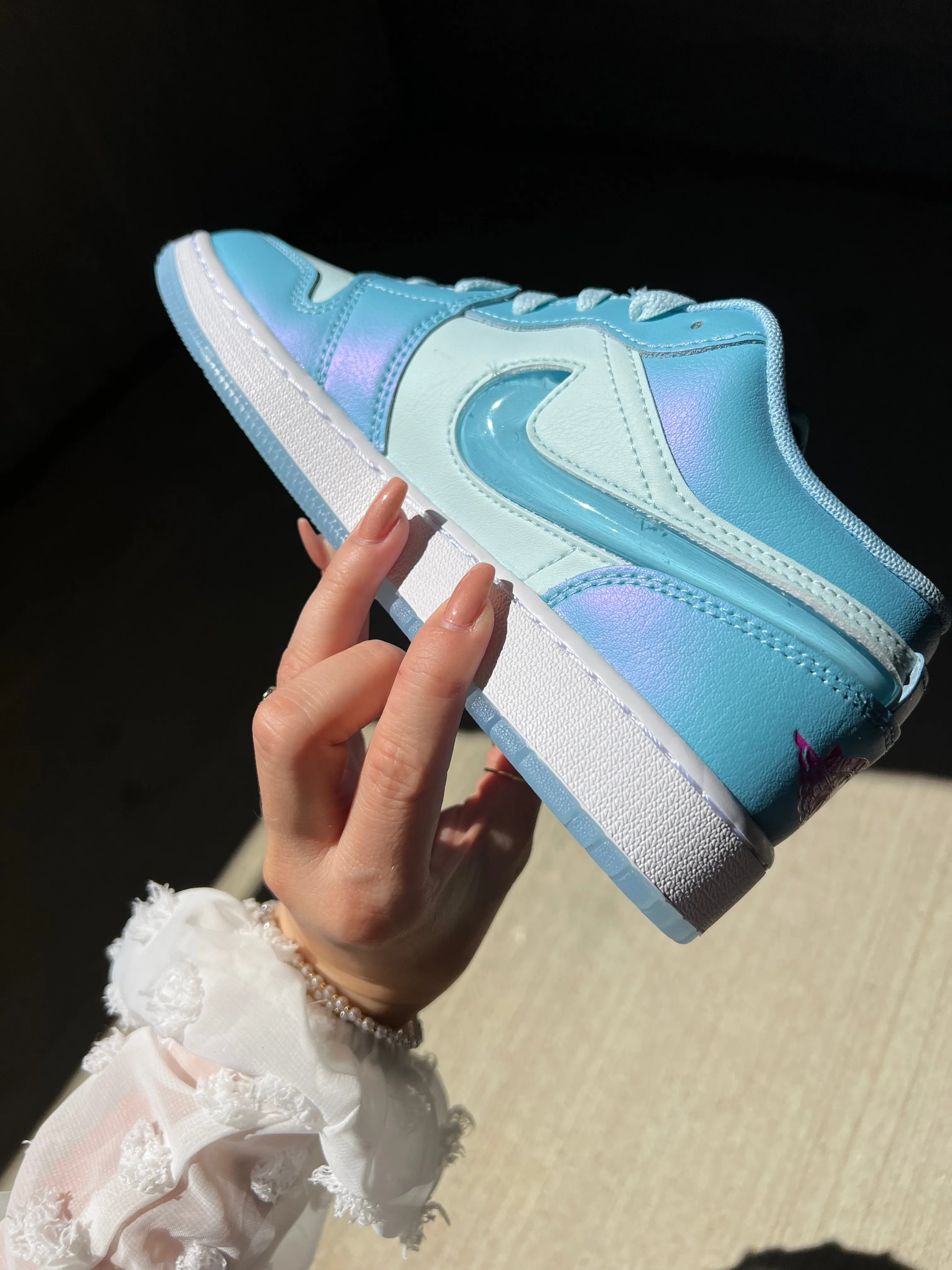 Blue Gel Special Edition Swarovski Women’s Air Jordan 1 Low Shoes