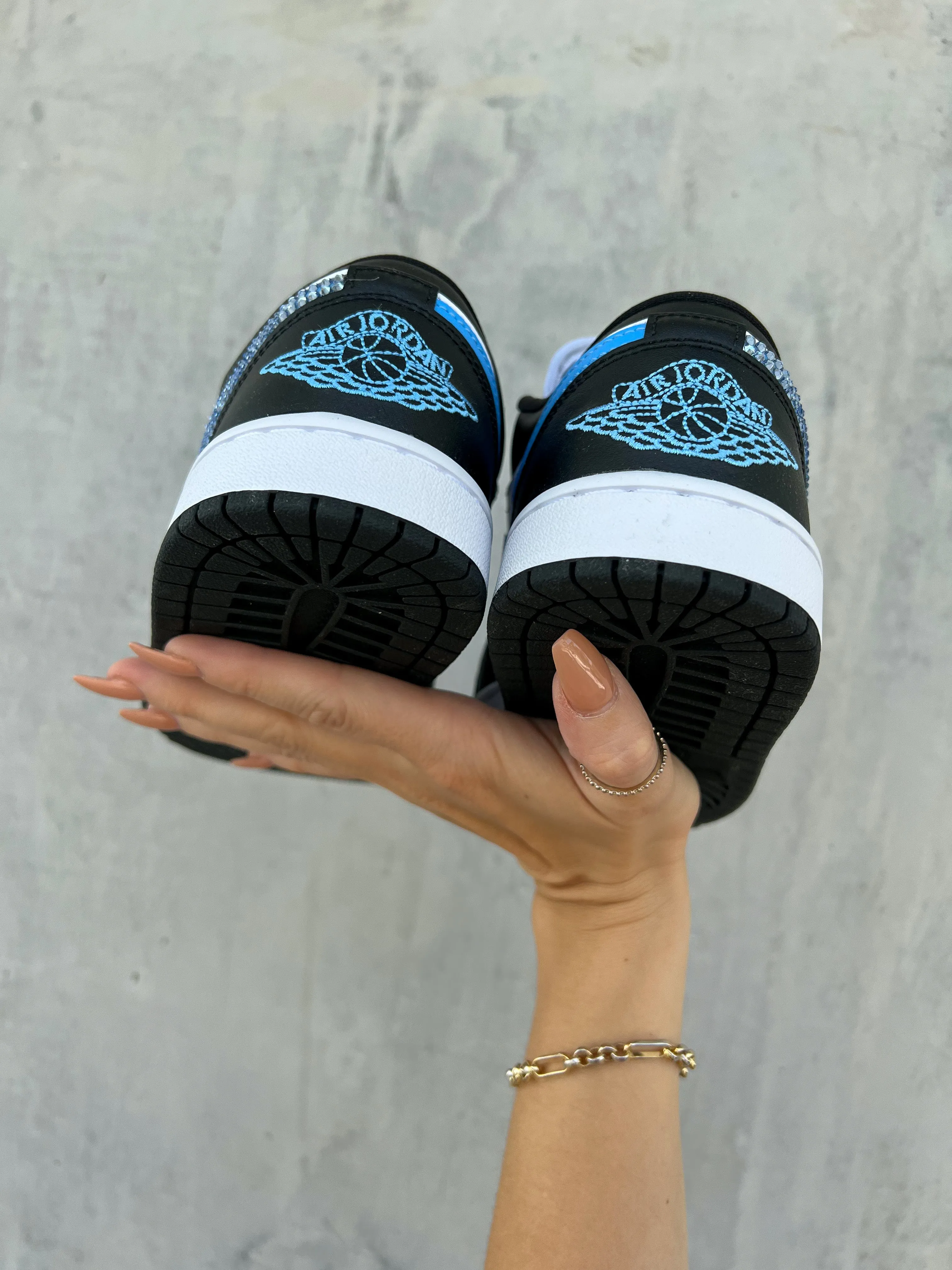 Blue Swarovski Women’s Air Jordan 1 Low Shoes