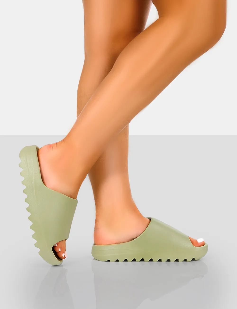 Brady Green Rubber Flat Slider Sandals