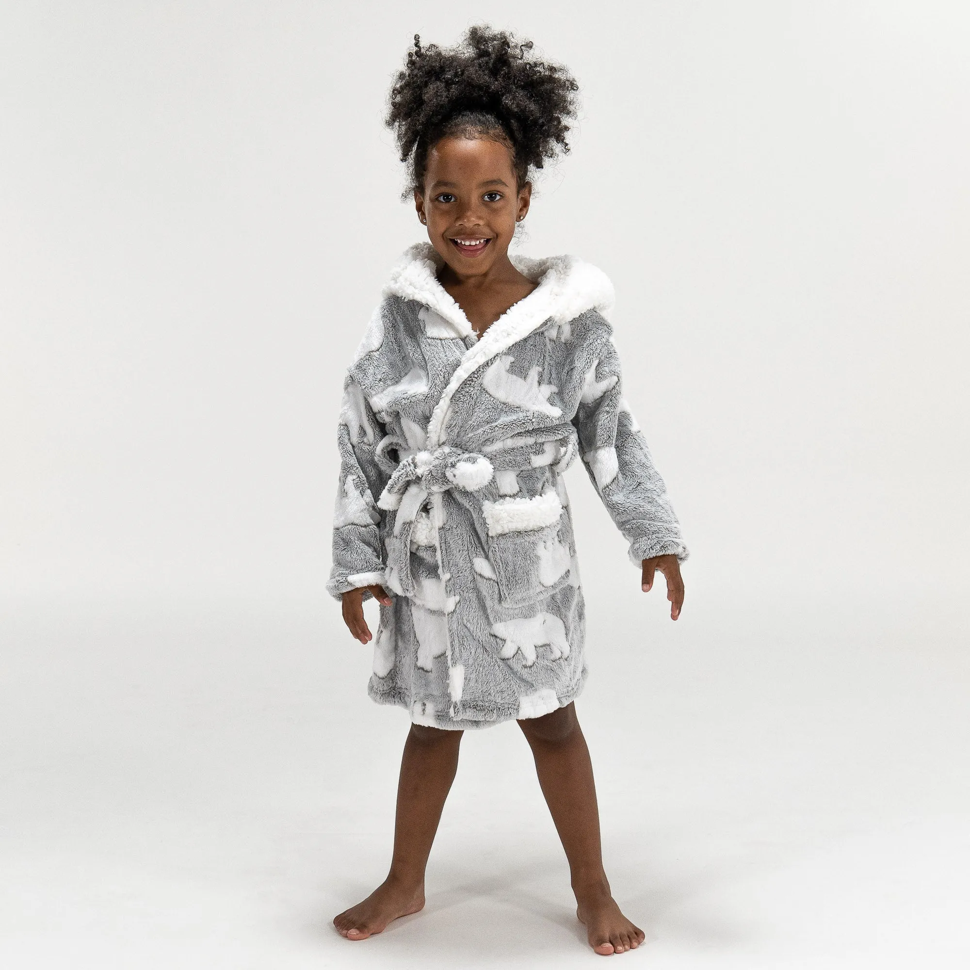 Children's Polar Bear Printed Fleece Robe