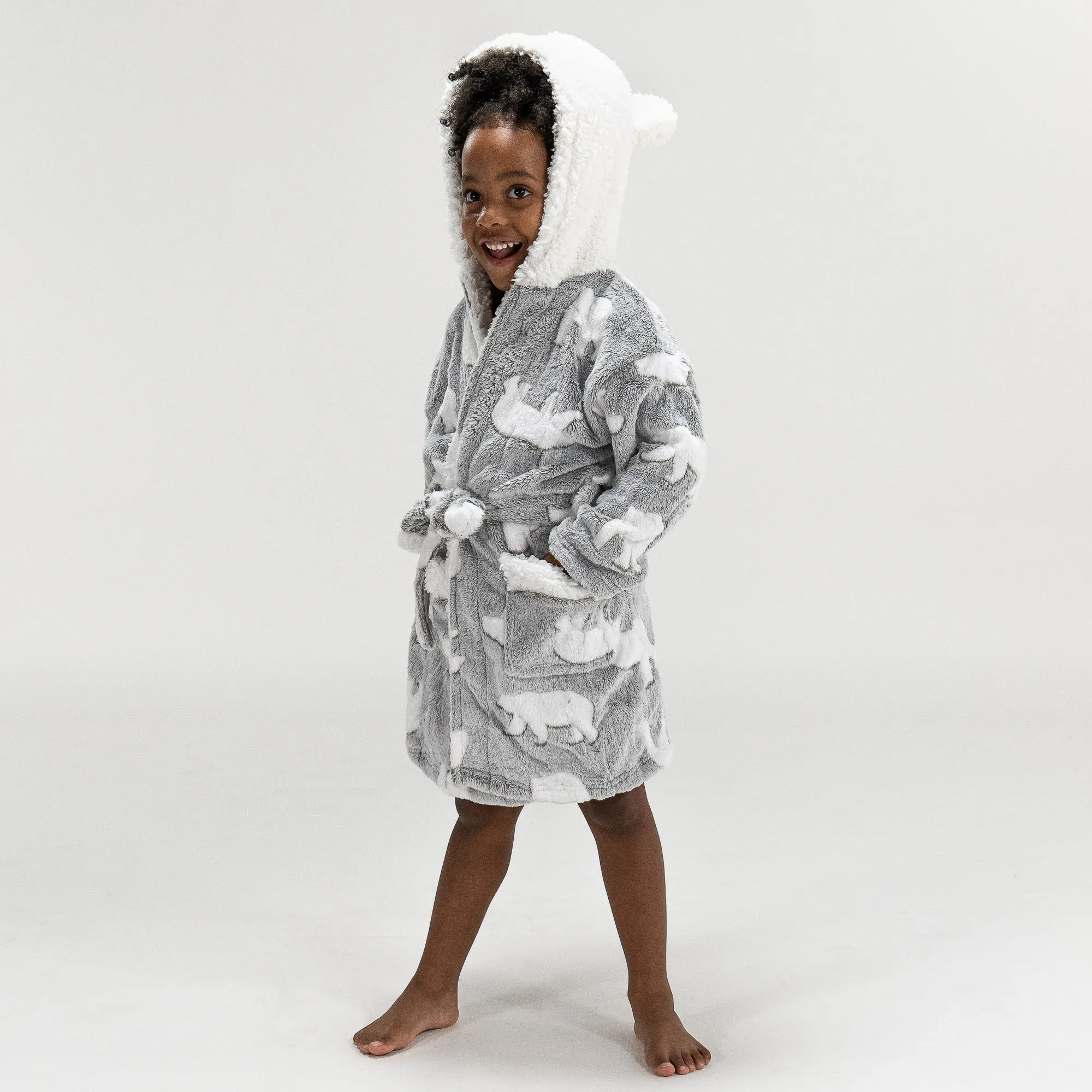 Children's Polar Bear Printed Fleece Robe