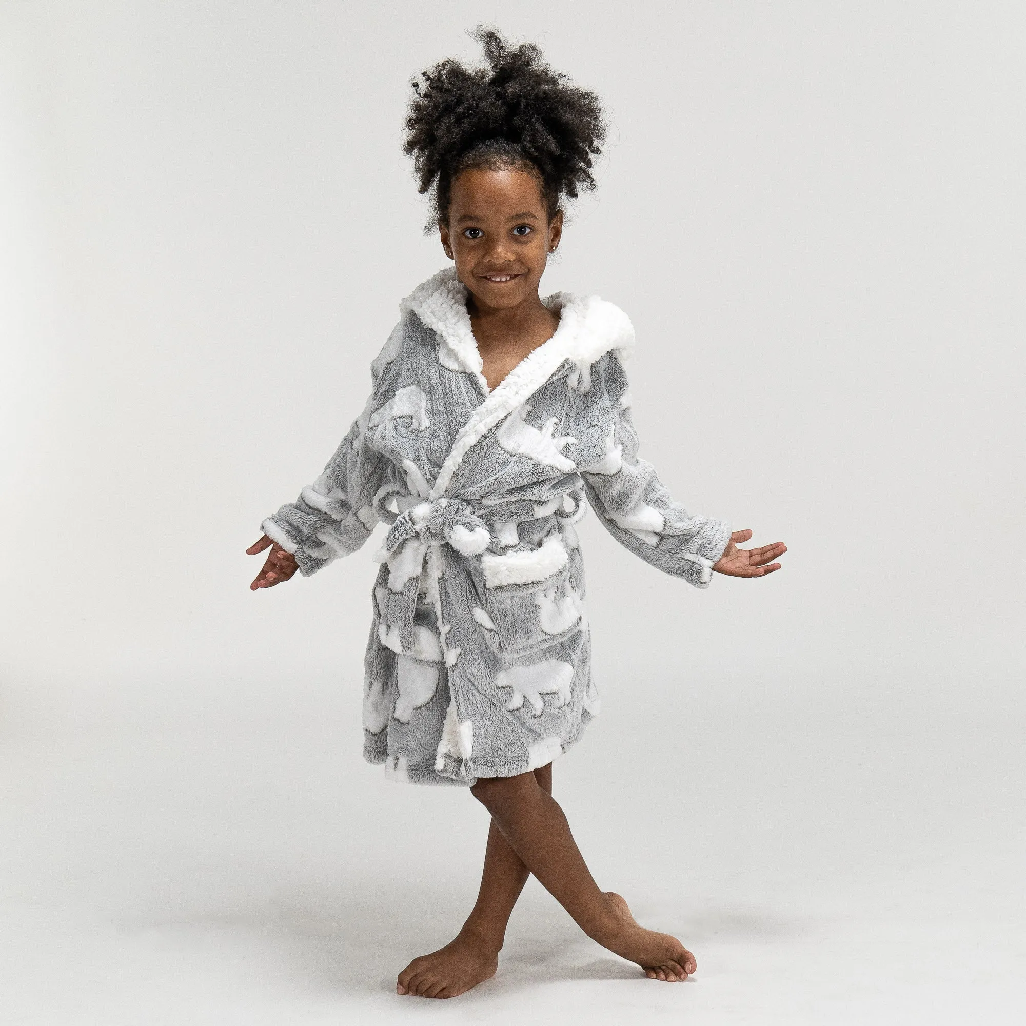 Children's Polar Bear Printed Fleece Robe