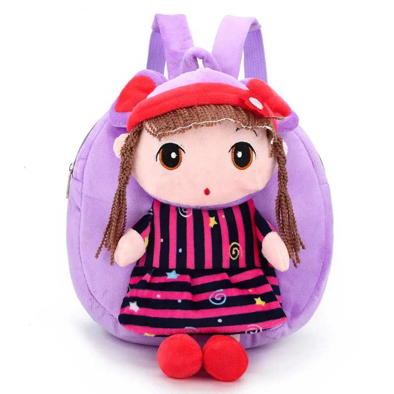 Children's shoulder bag little girl Faier plush backpack red