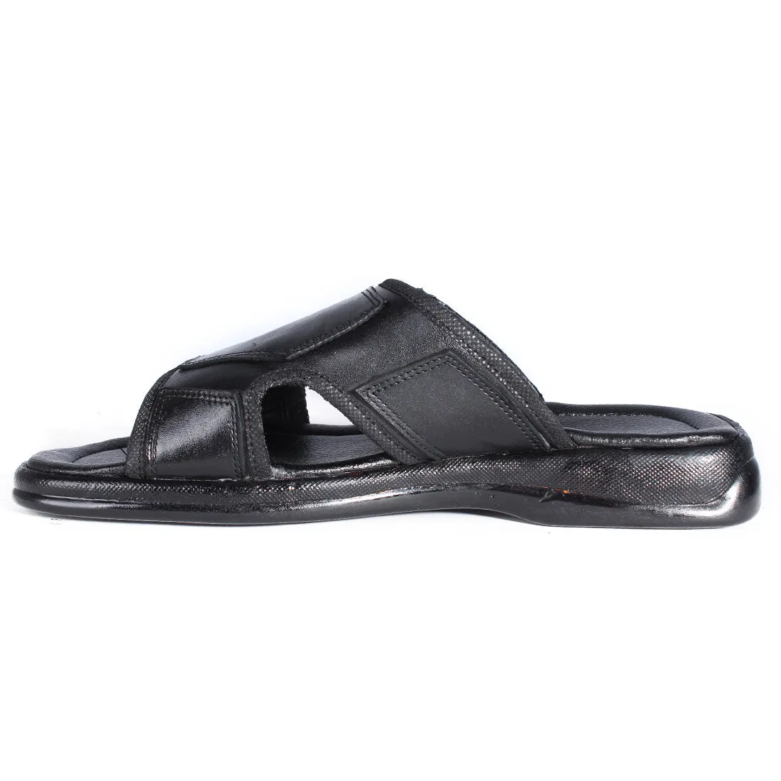 Comfort men Slides/ 100% genuine leather/ handmade/ black -6866