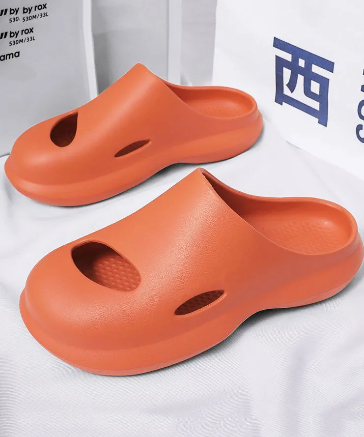 Comfy Orange Hollow Out Slippers Shoes For Women FA257