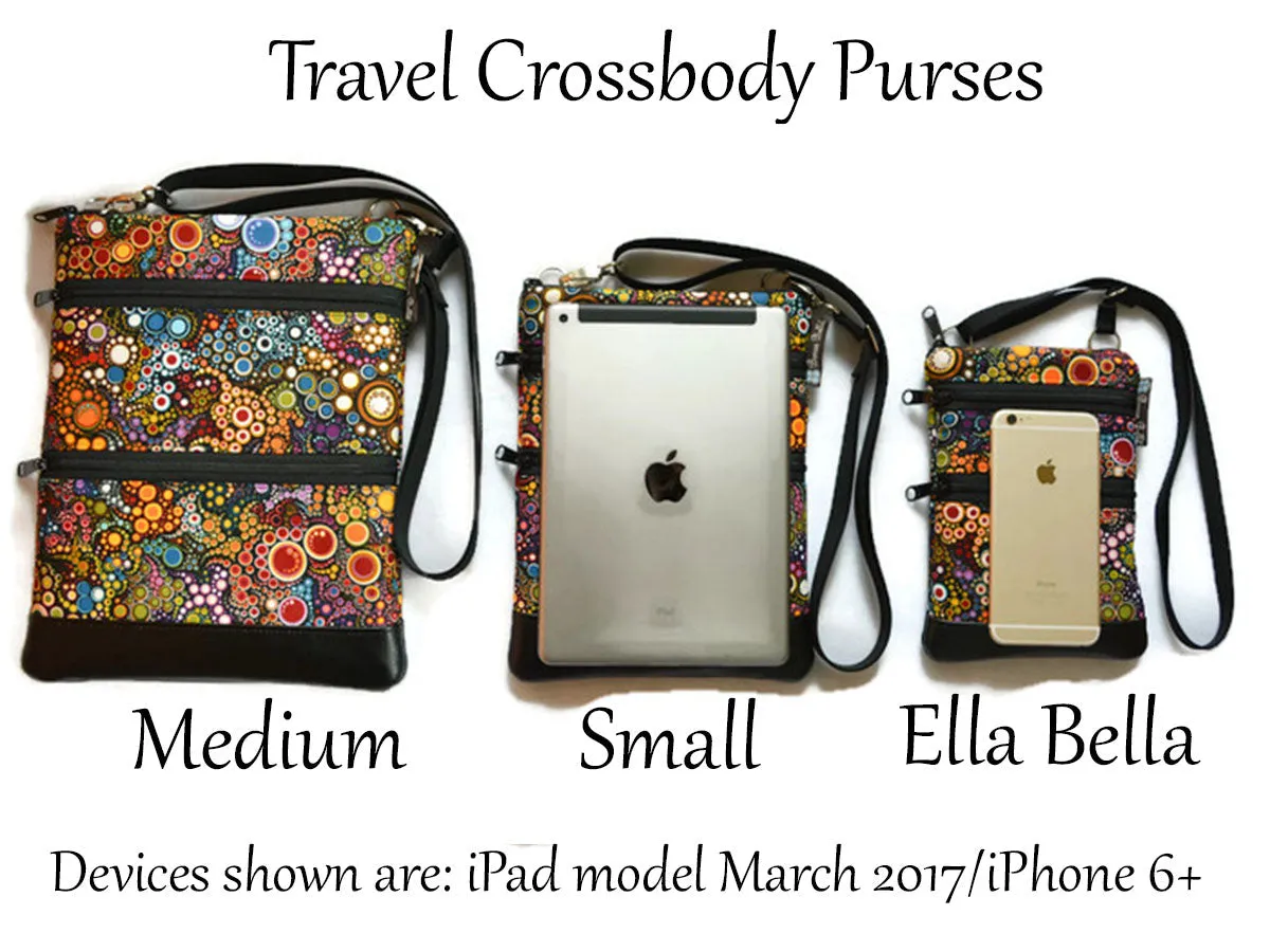 Copy of Travel Bags Crossbody Purse - Cross Body - Faux Leather - Tablet Purse - Black and White Canvas Linen Fabric