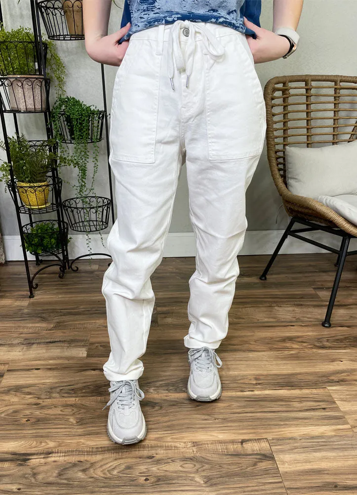 Cuffed Jogger Jean in White by Judy Blue