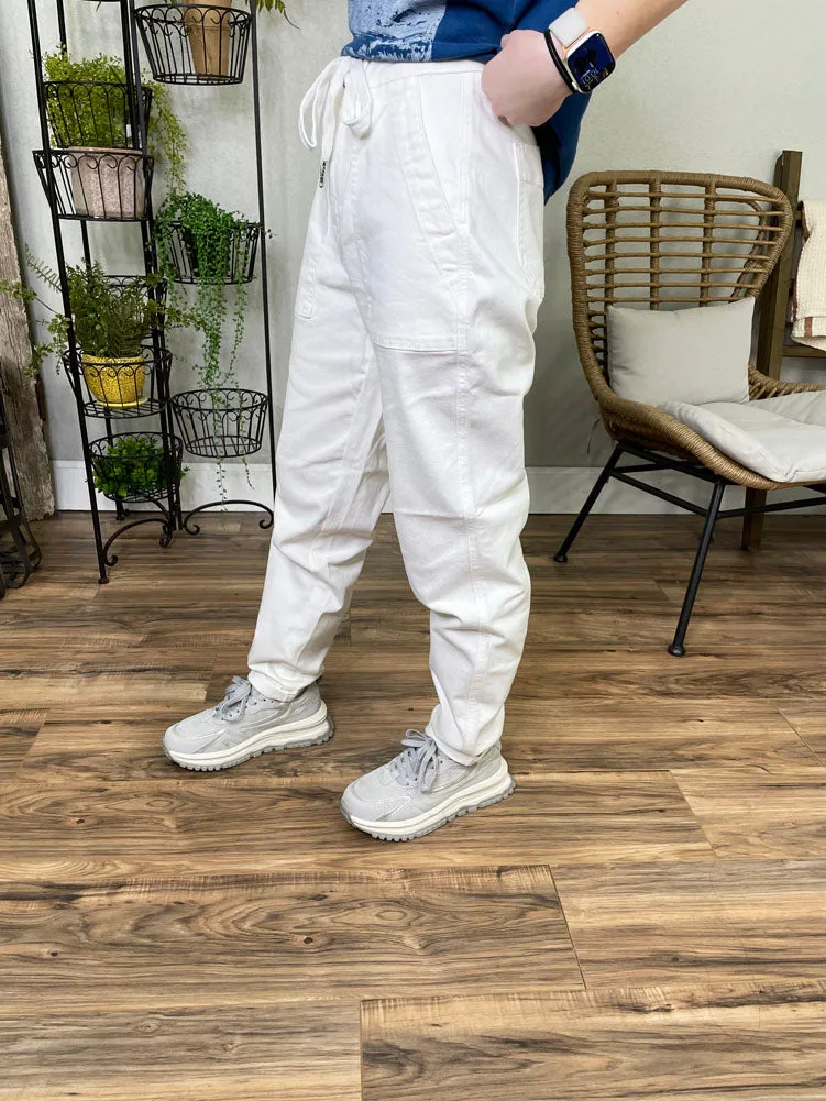 Cuffed Jogger Jean in White by Judy Blue