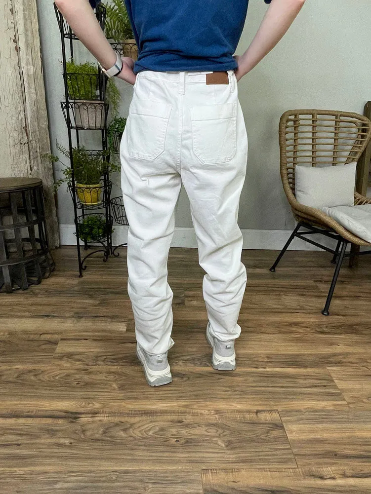 Cuffed Jogger Jean in White by Judy Blue