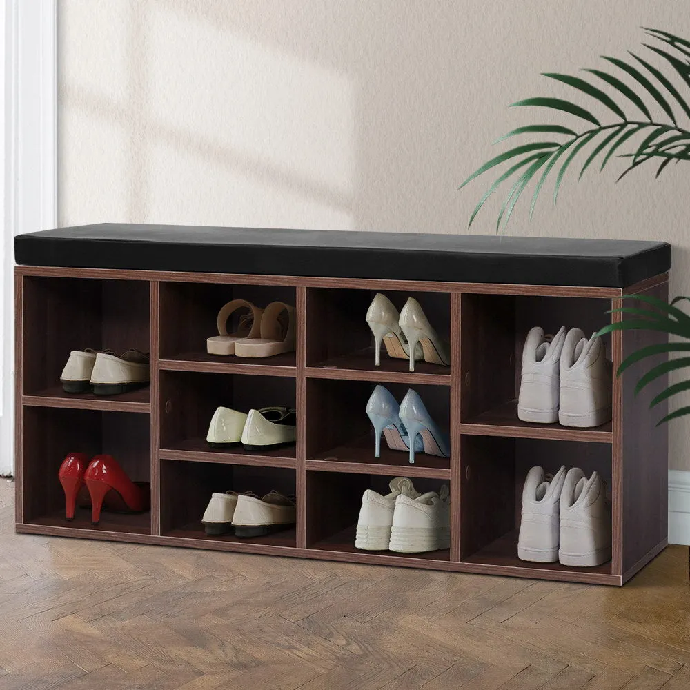 Eco-friendly 10 Cube Shoe Rack Bench with PU Leather Seat Artiss