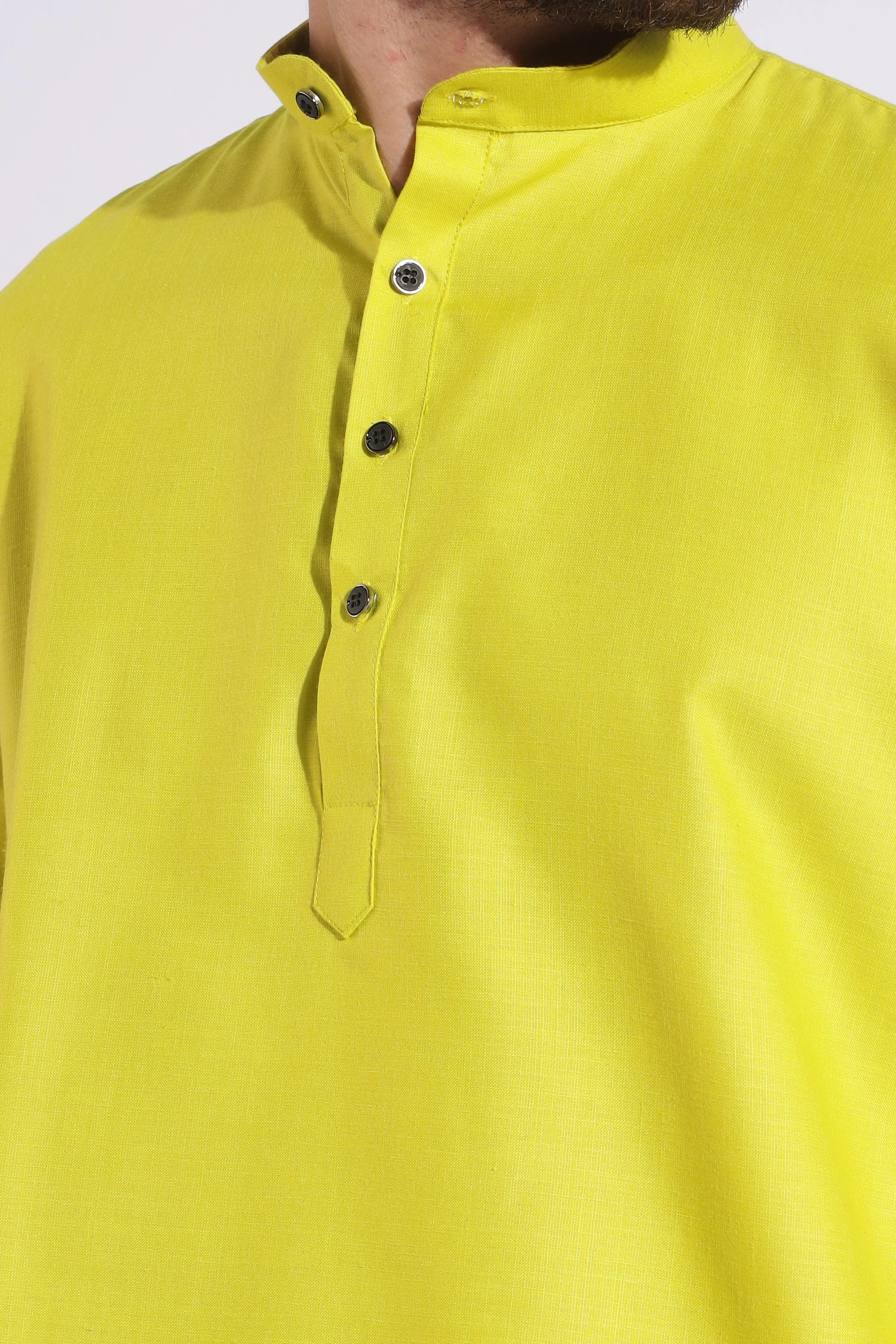 Elegant Plain Cotton Yellow Color Kurta