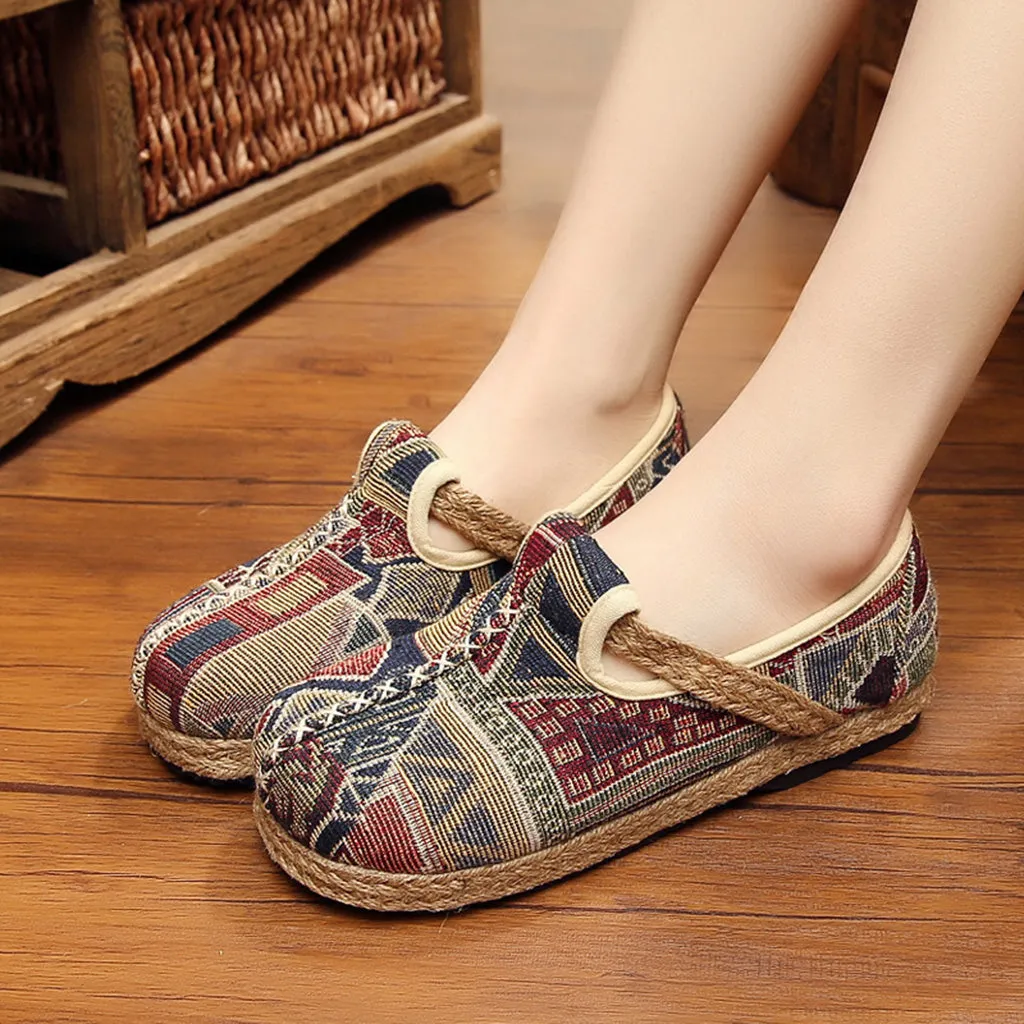 Ethnic Mori Leather Flat Women's Shoes | Gift Shoes