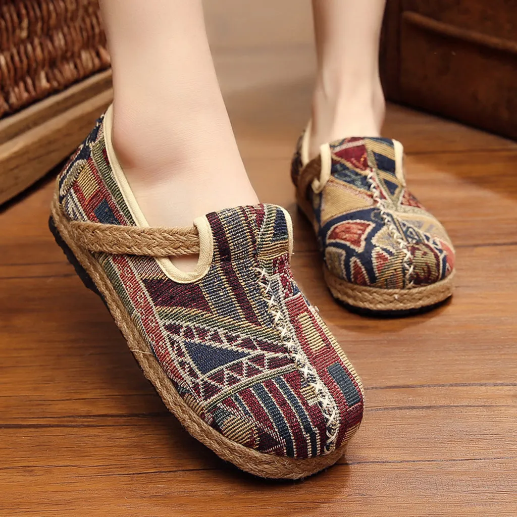 Ethnic Mori Leather Flat Women's Shoes | Gift Shoes