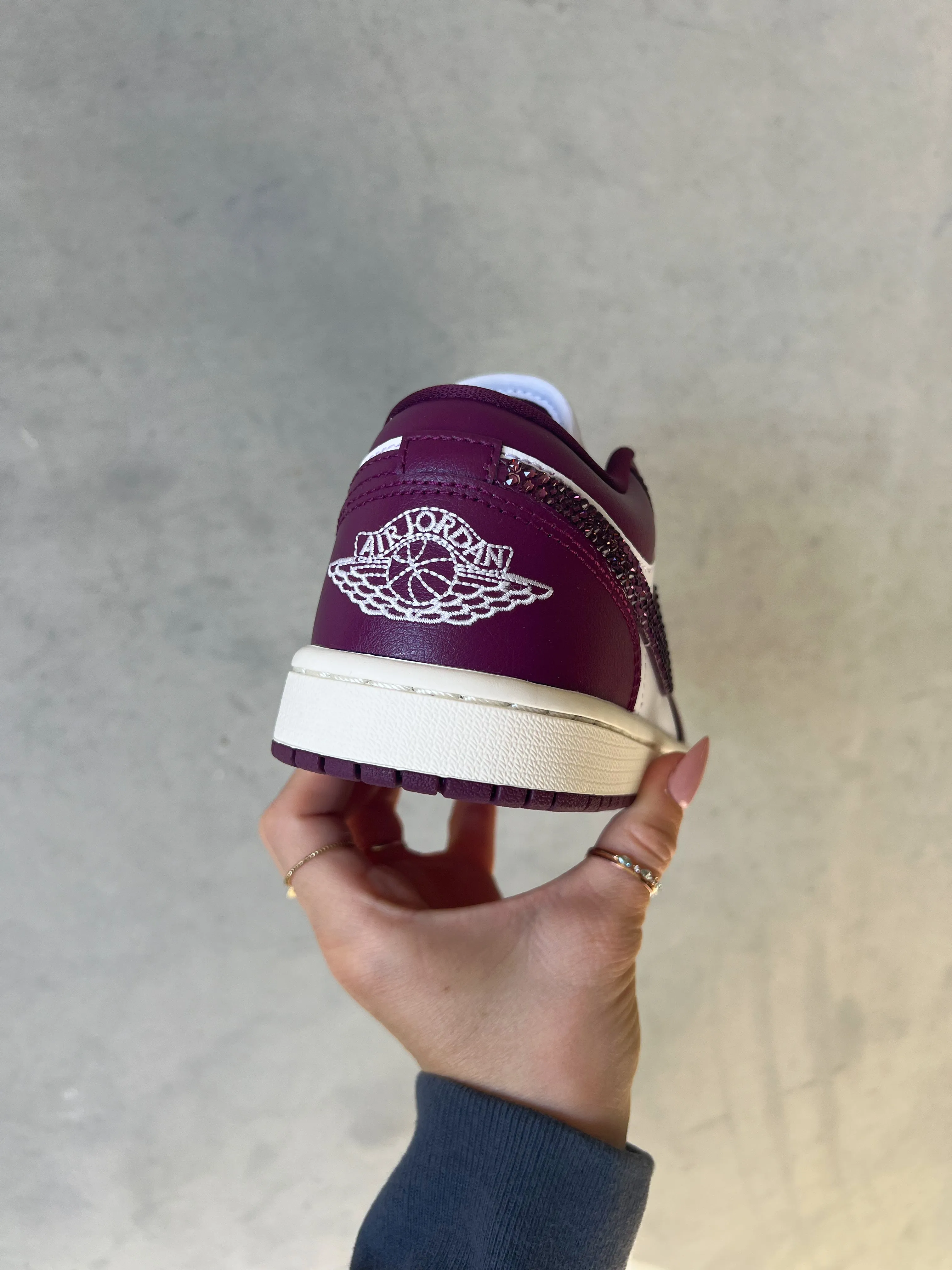 Fall '24 Merlot Swarovski Women’s Air Jordan Retro 1 Low Shoes