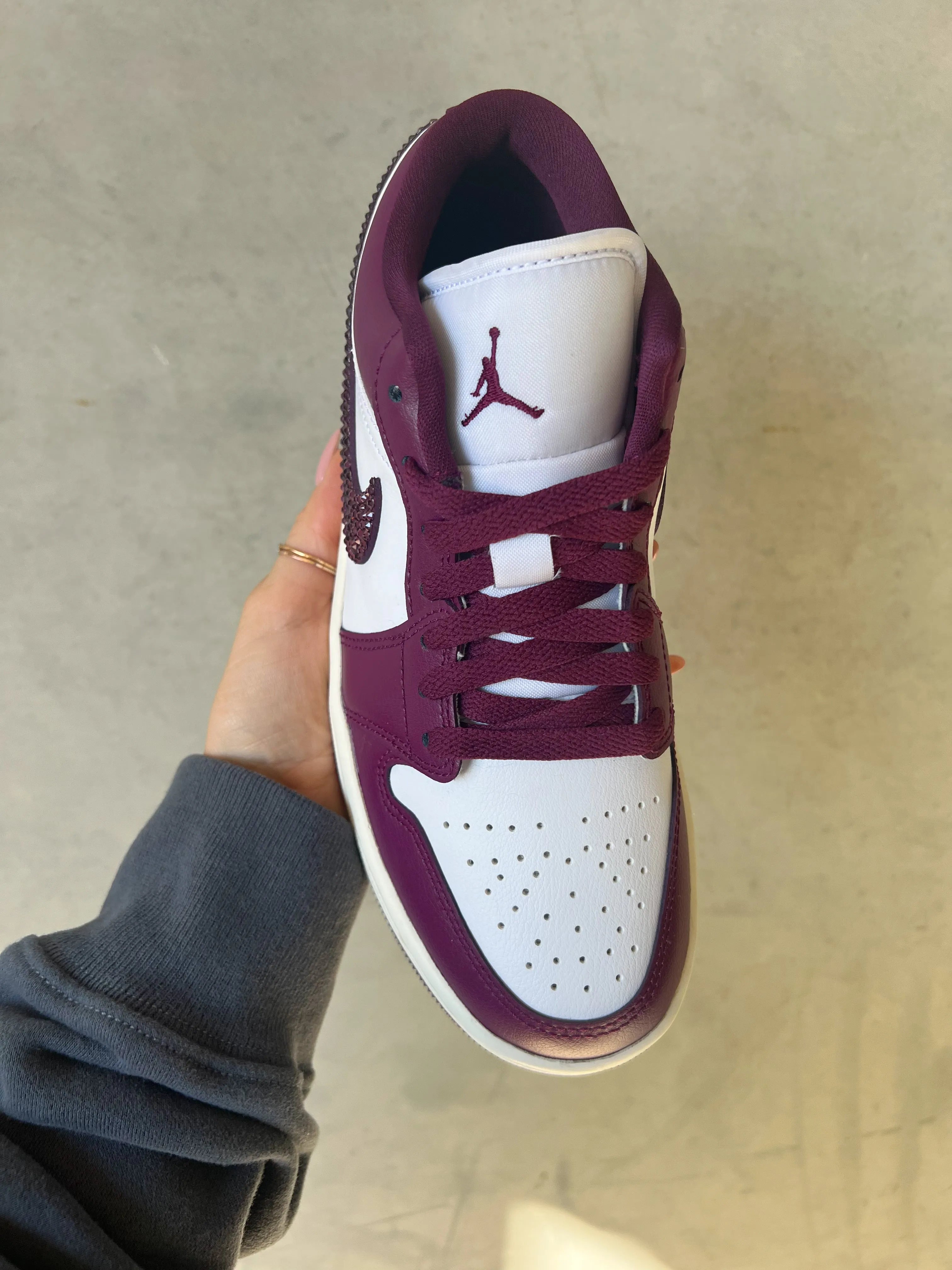 Fall '24 Merlot Swarovski Women’s Air Jordan Retro 1 Low Shoes