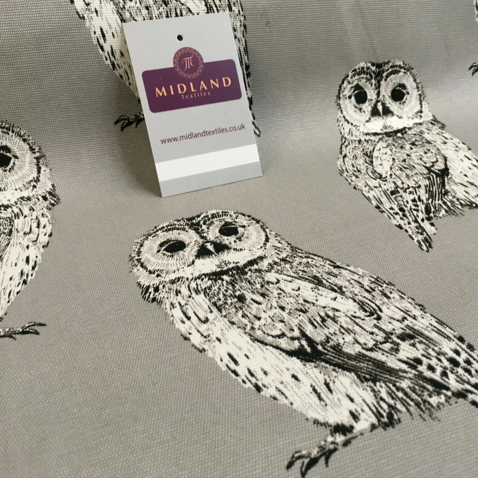 Grey Owls Printed 100% Cotton Canvas Craft Fabric 150 Cm Wide Mtex MK856-21