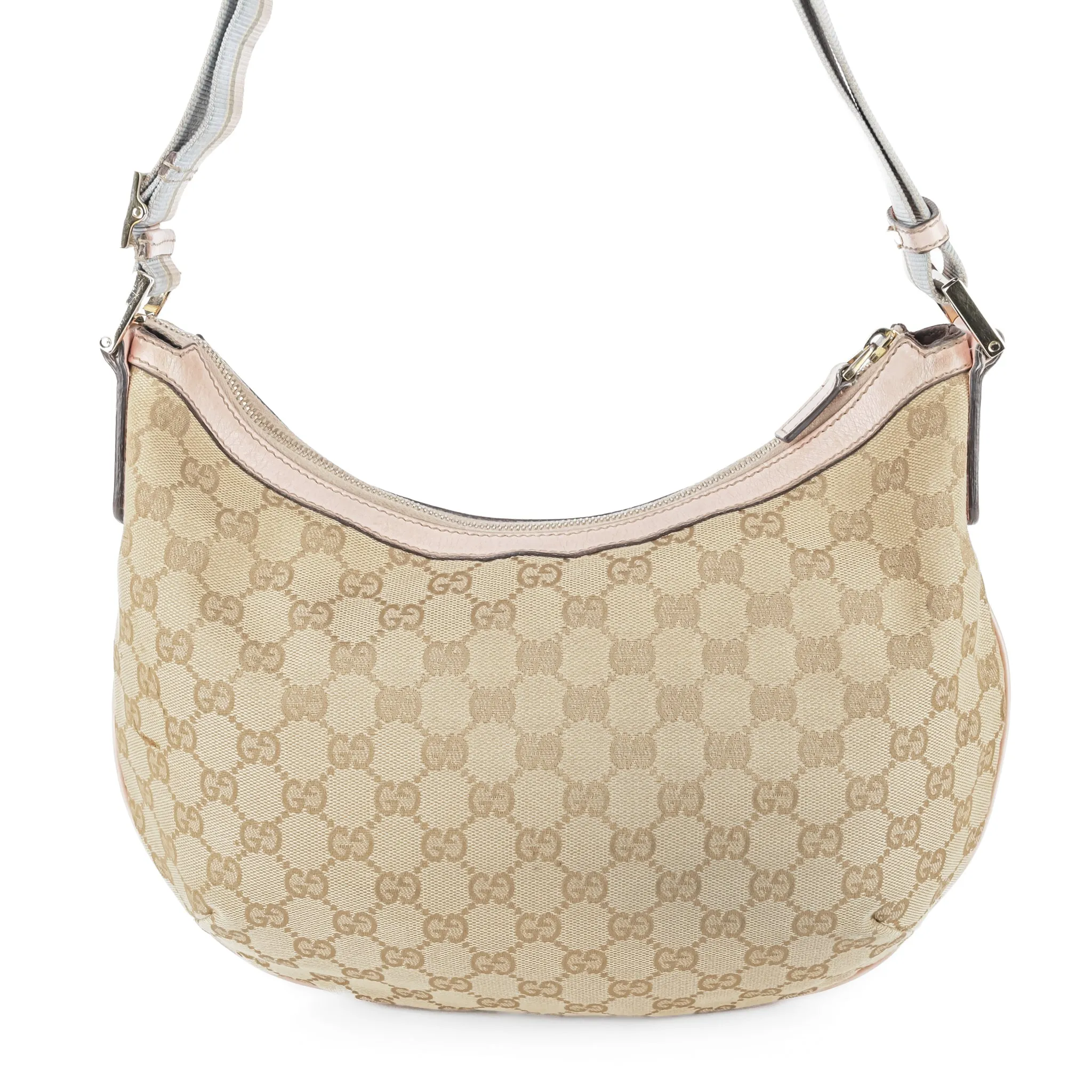 GUCCI GG Crossbody - Beige Canvas Pink Leather