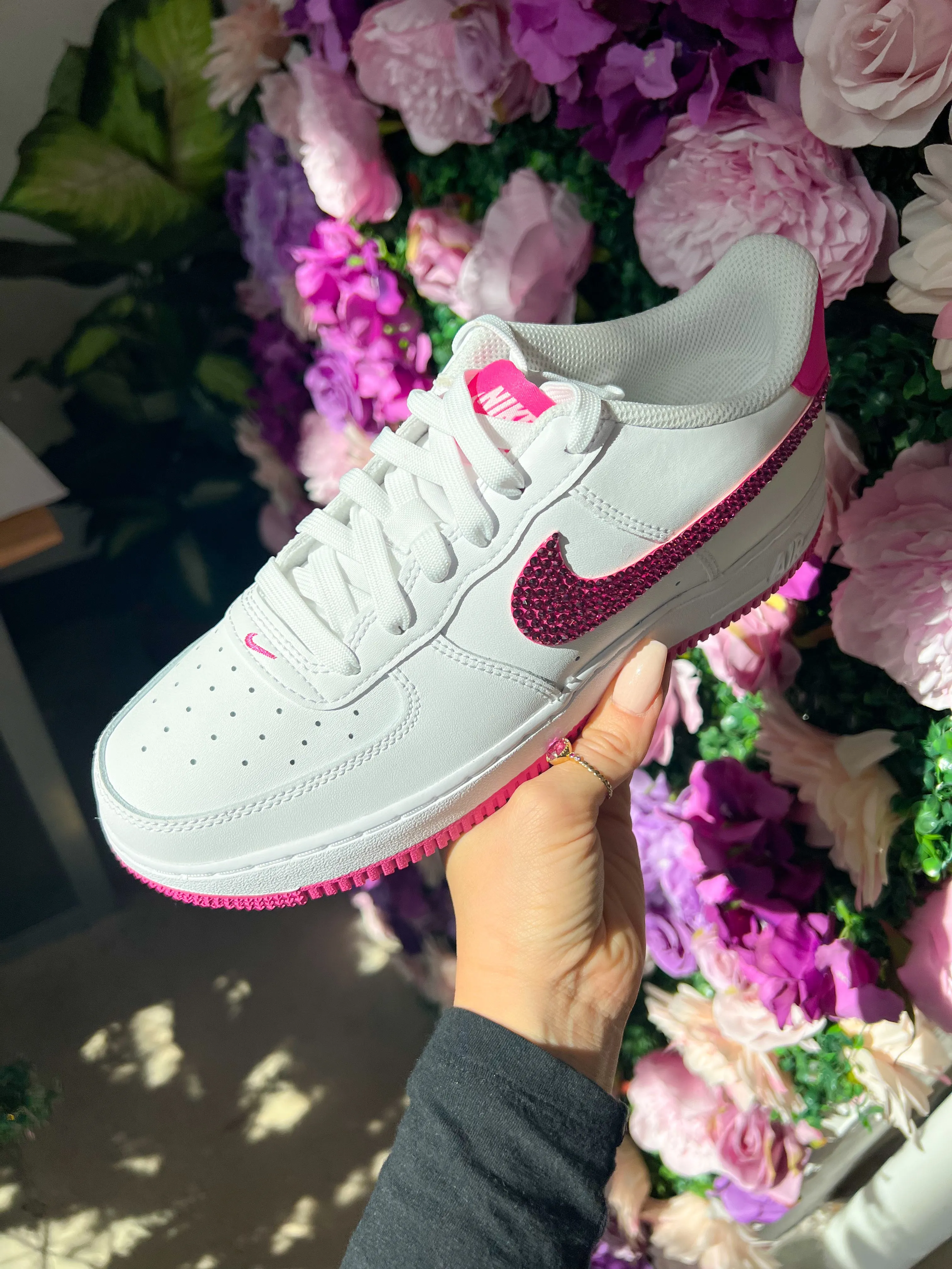 Hot Pink Swarovski Women’s Air Force 1 Low Shoes