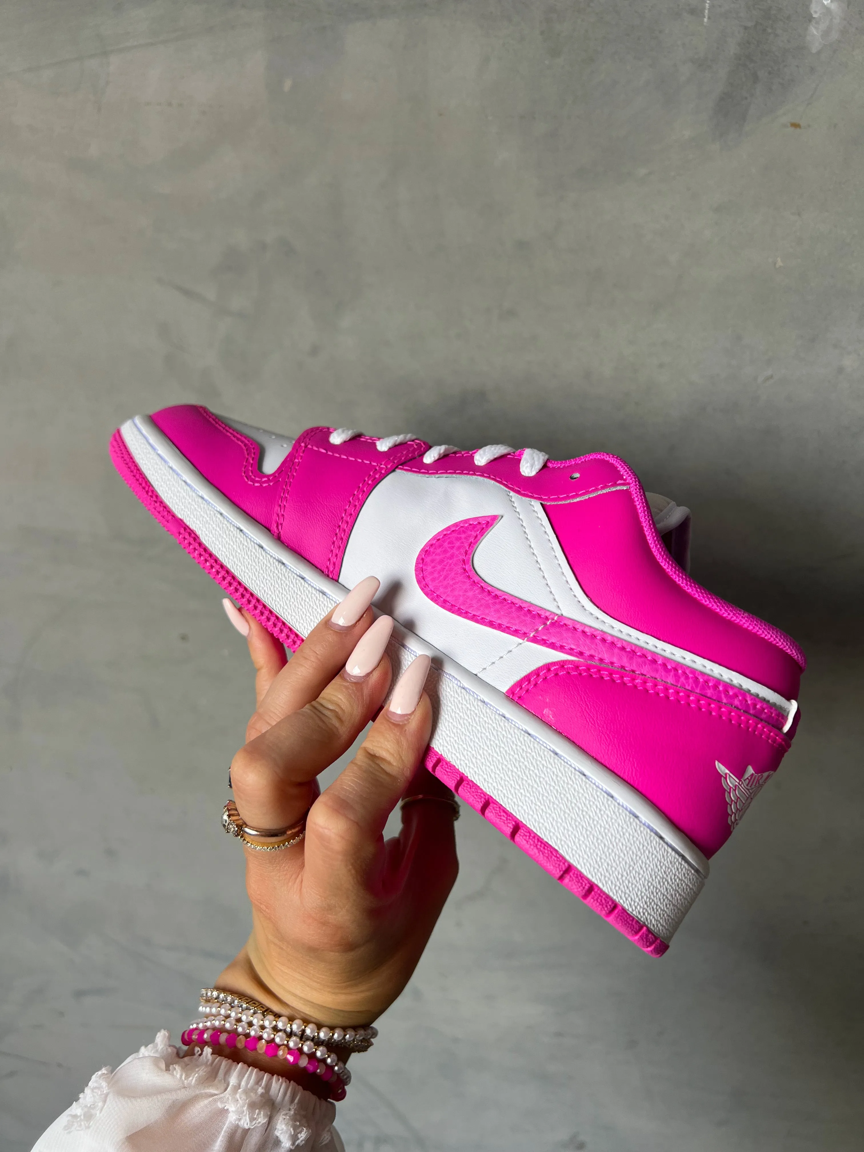 Hot Pink Swarovski Women’s Air Jordan 1 Low Shoes