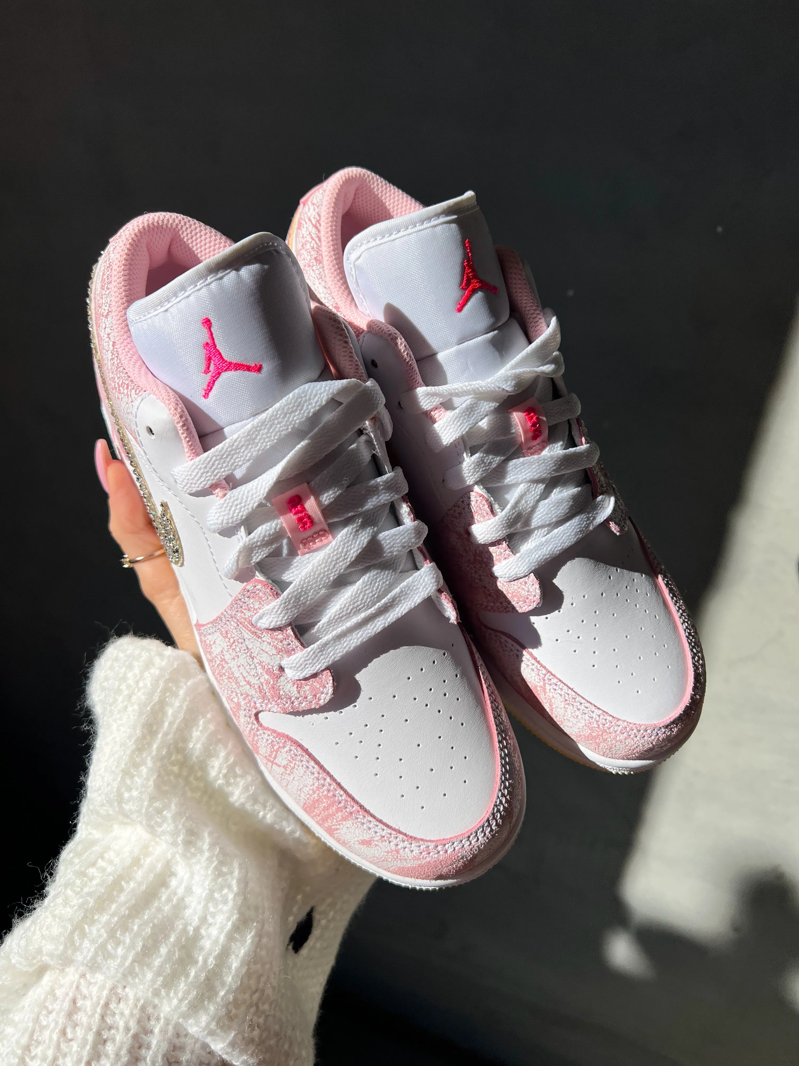 Ice Cream Paint Swarovski Women’s Air Jordan 1 Low Shoes