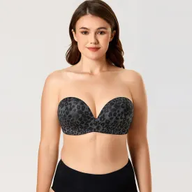 Invisible Seamless Lift Support Black Strapless Bra