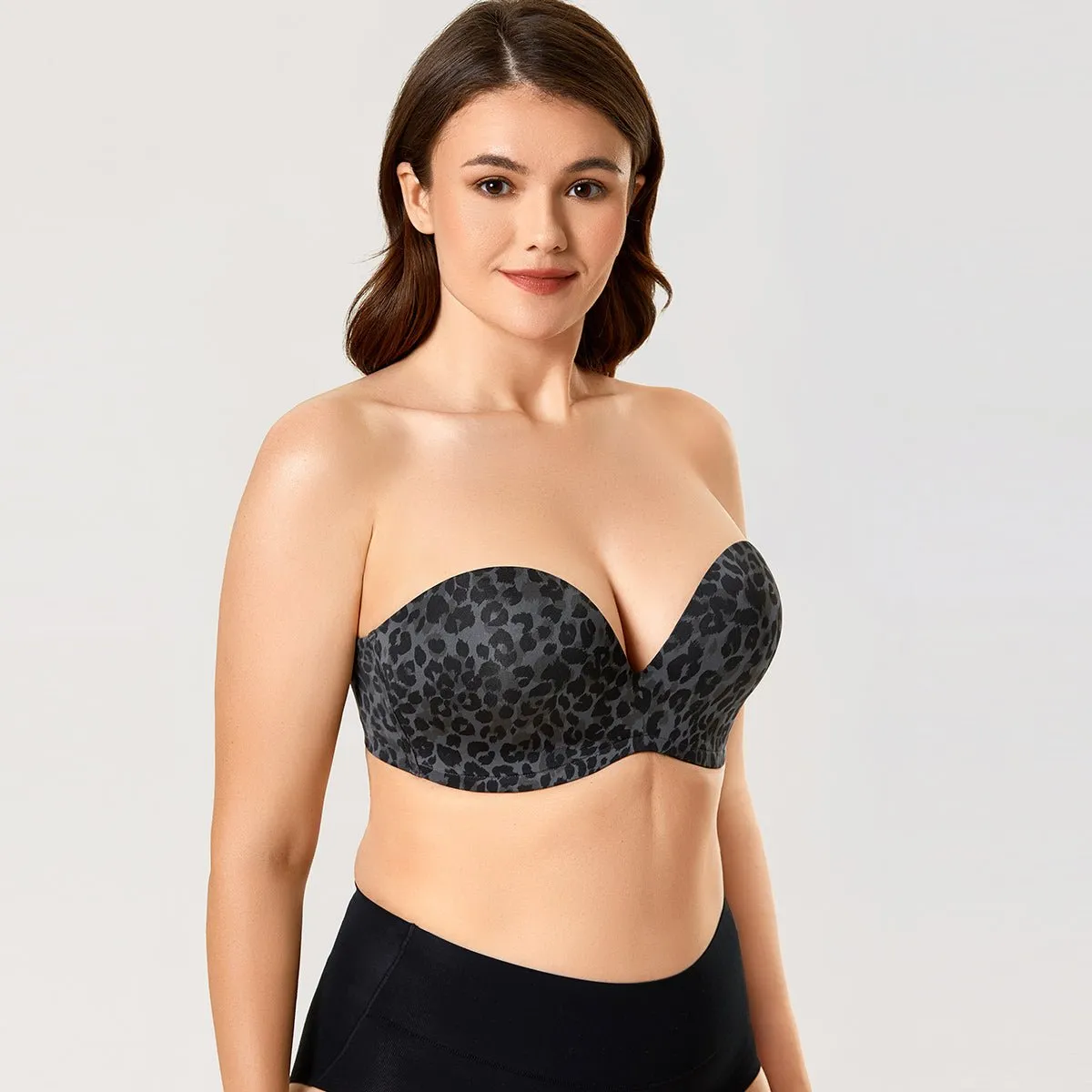 Invisible Seamless Lift Support Black Strapless Bra