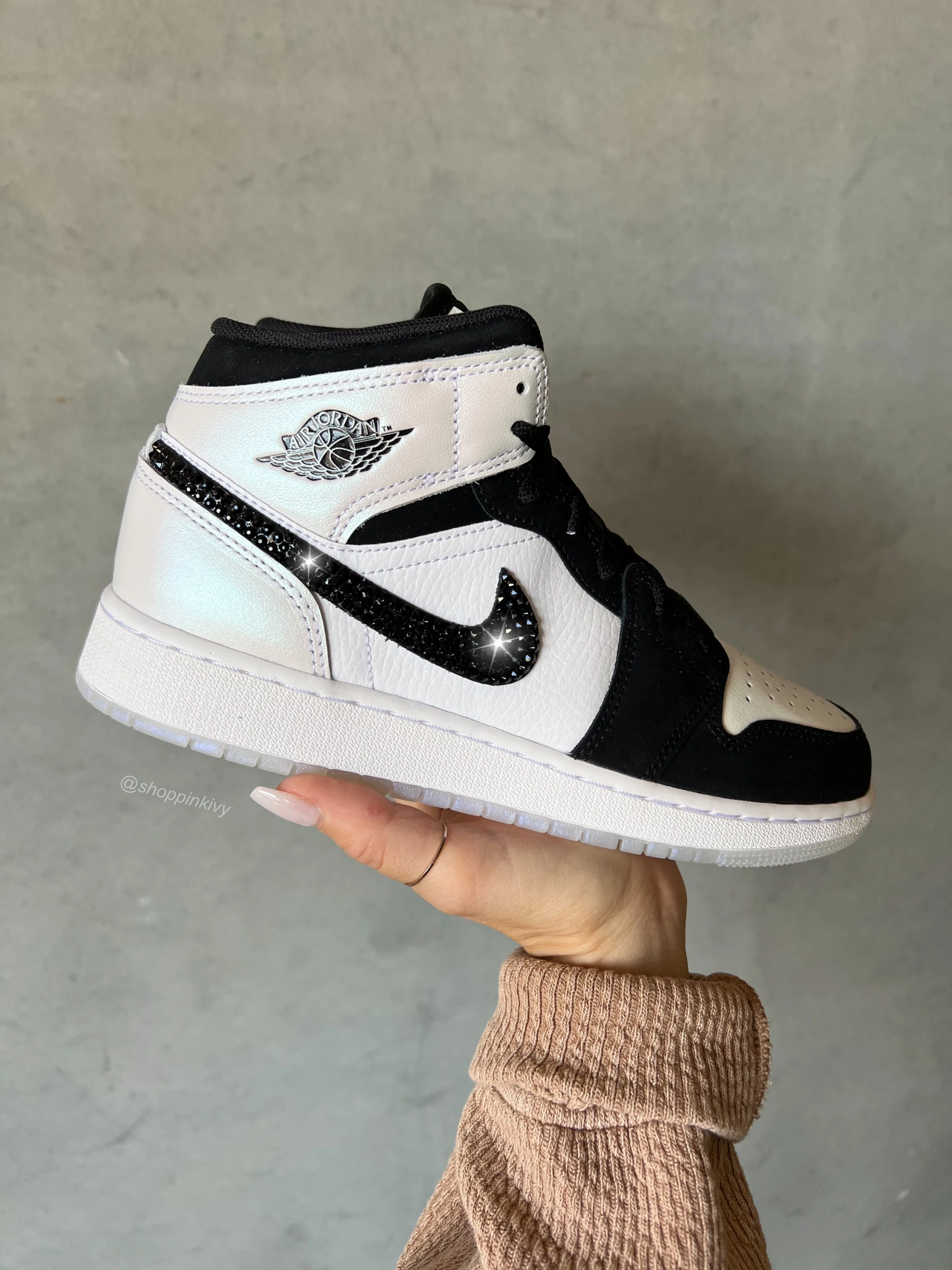 Iridescent Diamond Swarovski Women’s Air Jordan 1 Mid Shoes