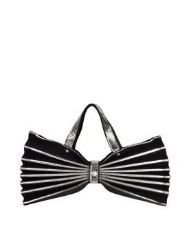 Issey Miyake Vintage Black & Silver Felt Accordion Pleated Bag