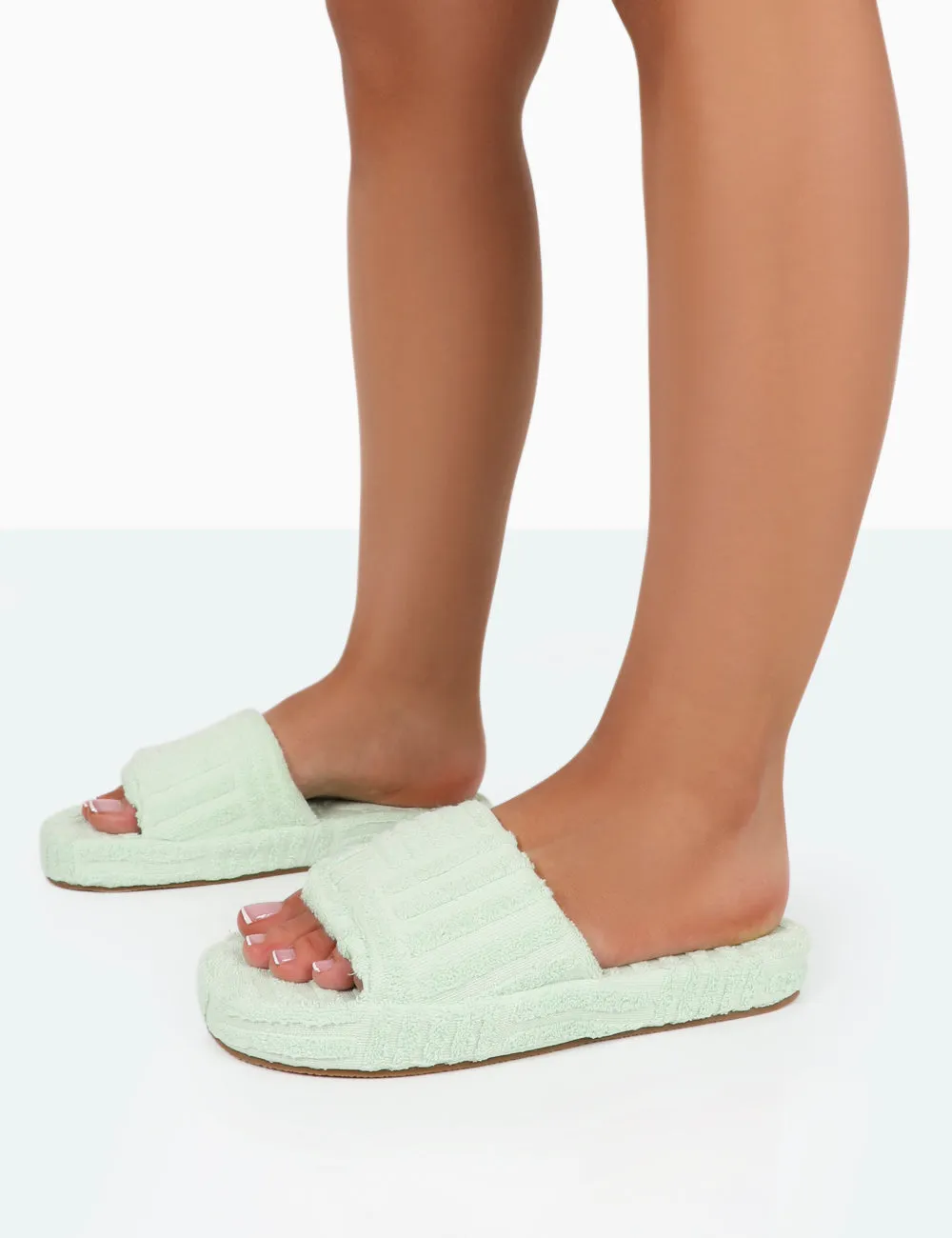 Juicy Mint Terry Towelling Slider Slippers