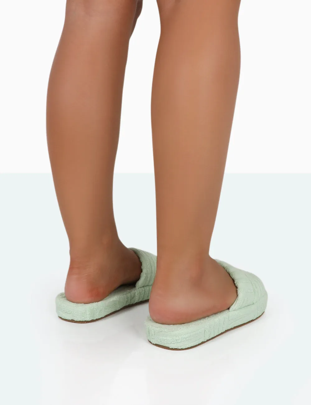 Juicy Mint Terry Towelling Slider Slippers