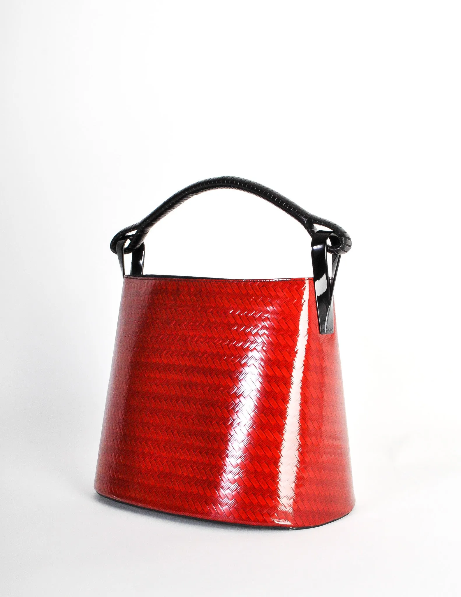 Kenzo Vintage Red Lacquered Basket Bag