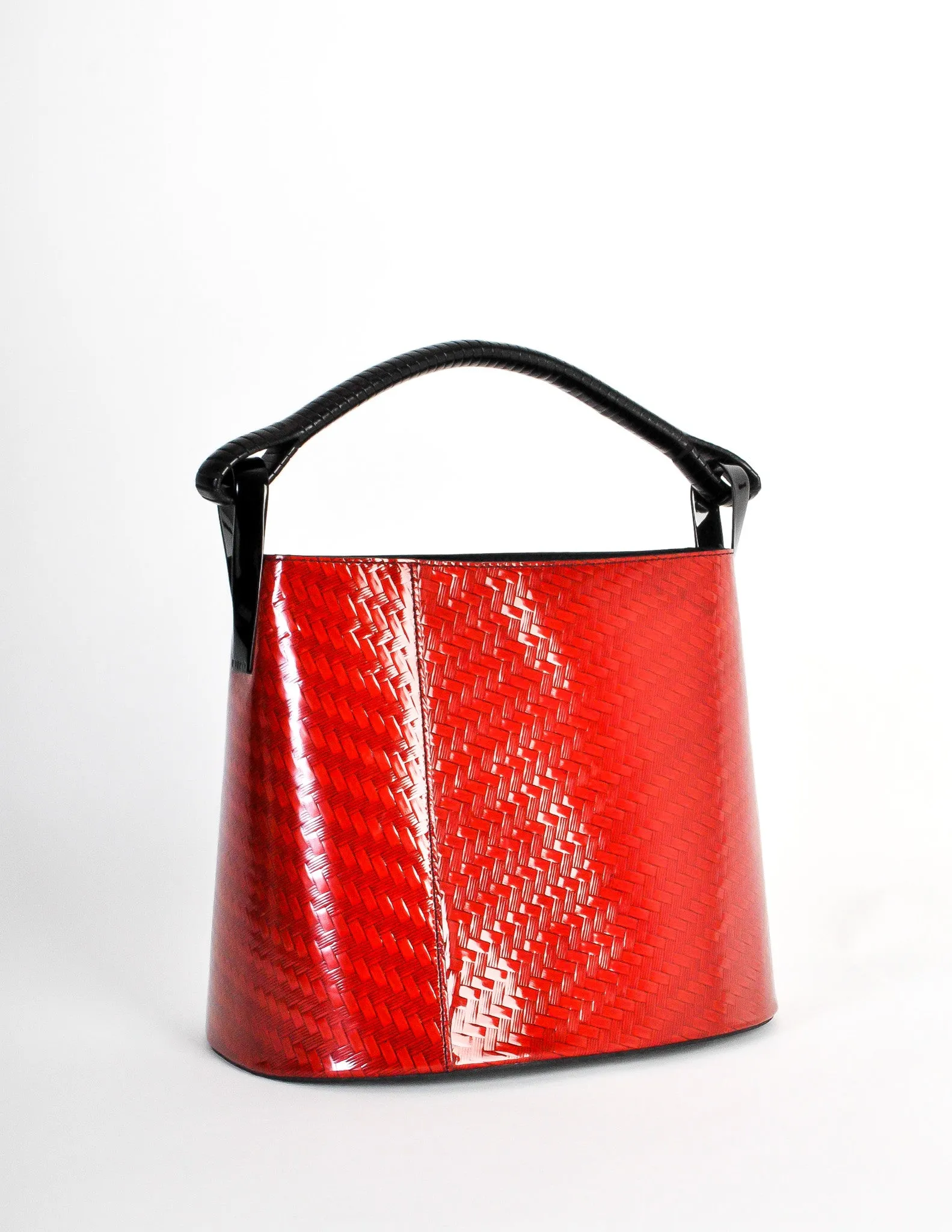 Kenzo Vintage Red Lacquered Basket Bag