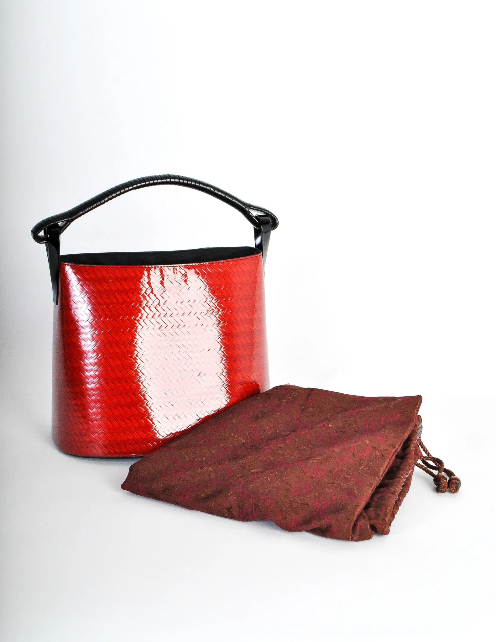 Kenzo Vintage Red Lacquered Basket Bag