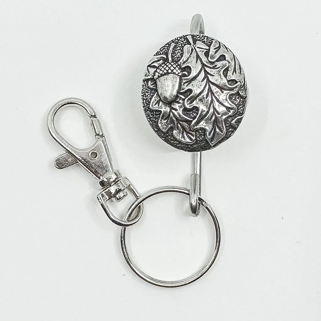 Key Ring Purse Hook, Oak Leaf Acorn