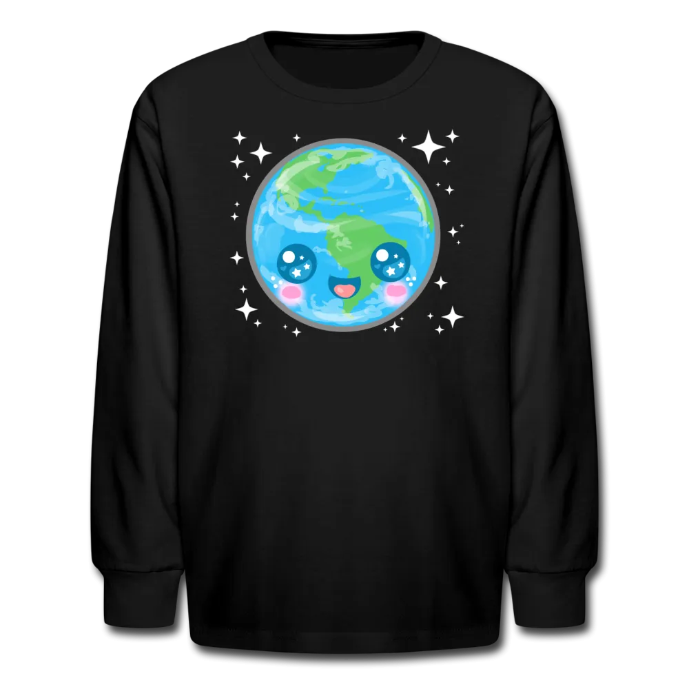 Kids' Kawaii Earth Long Sleeve T-Shirt