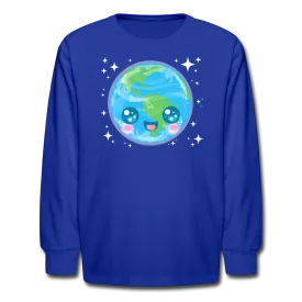 Kids' Kawaii Earth Long Sleeve T-Shirt