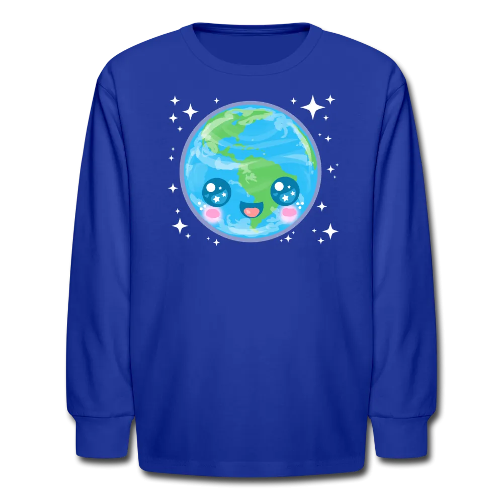 Kids' Kawaii Earth Long Sleeve T-Shirt