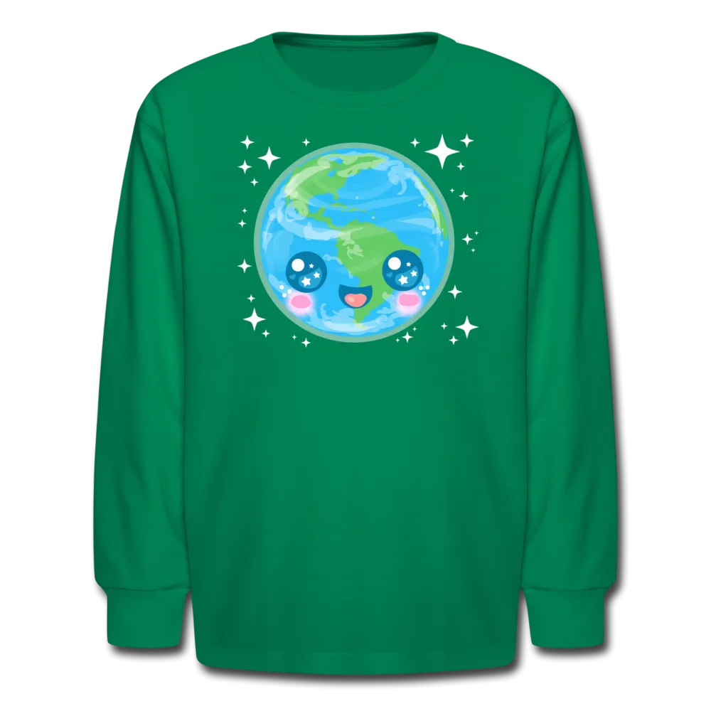 Kids' Kawaii Earth Long Sleeve T-Shirt