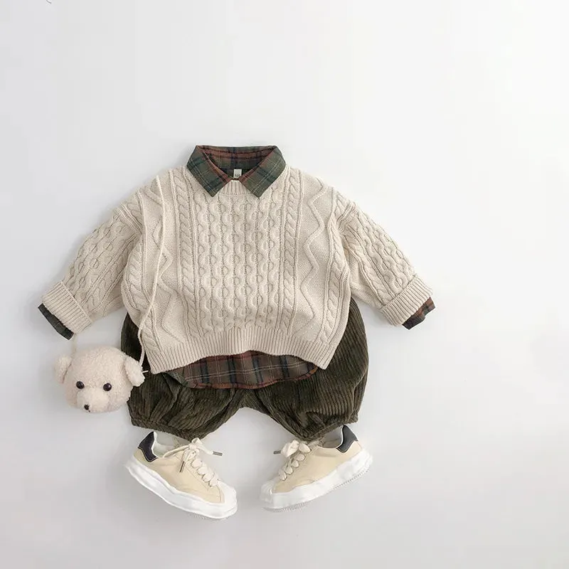 Kids Solid Patterned Sweater