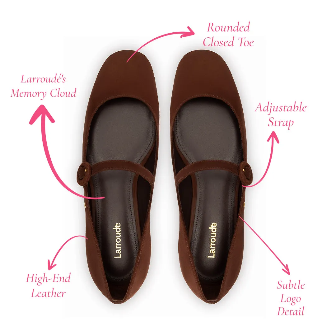 Larroude Blair Ballet Flat In Brown Suede