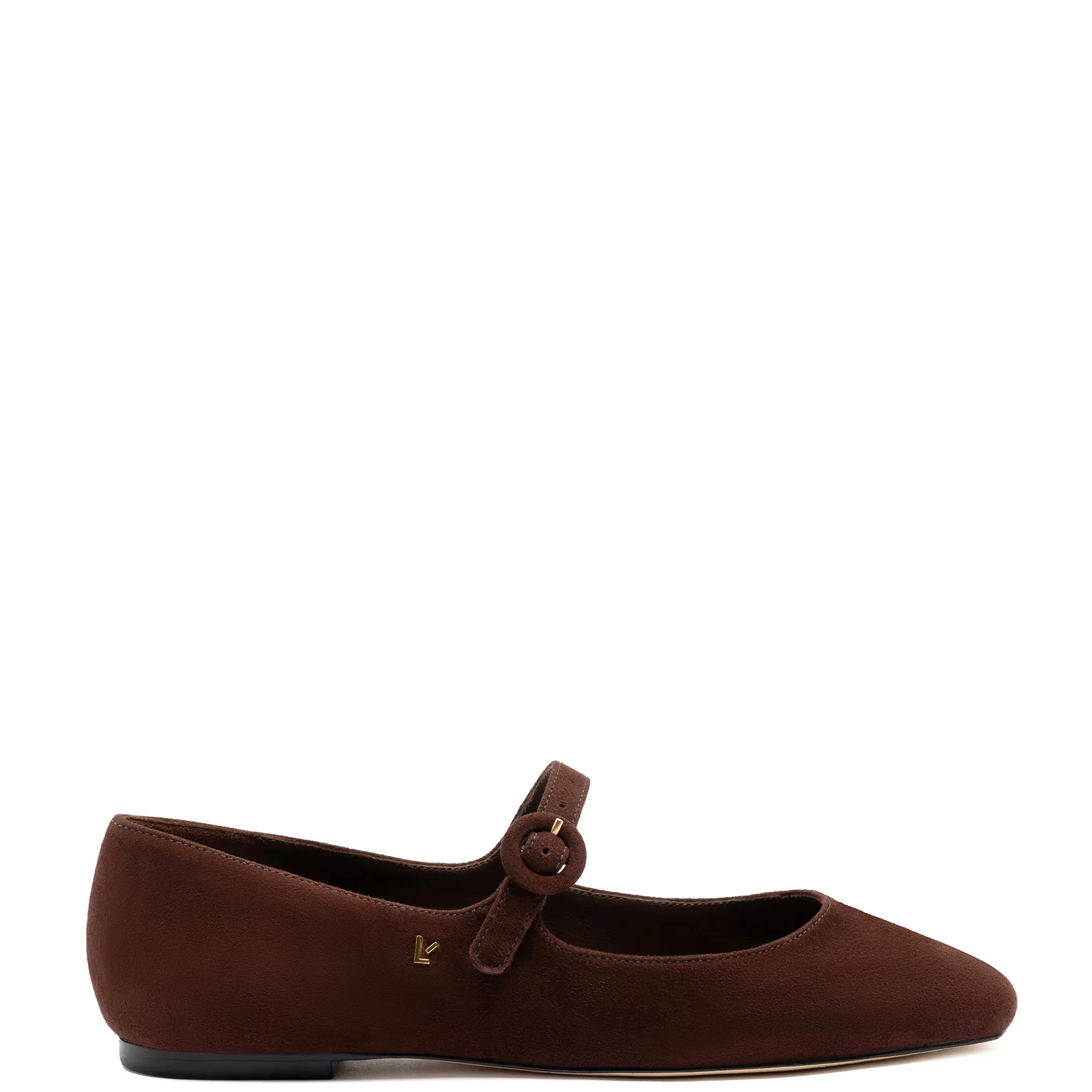 Larroude Blair Ballet Flat In Brown Suede