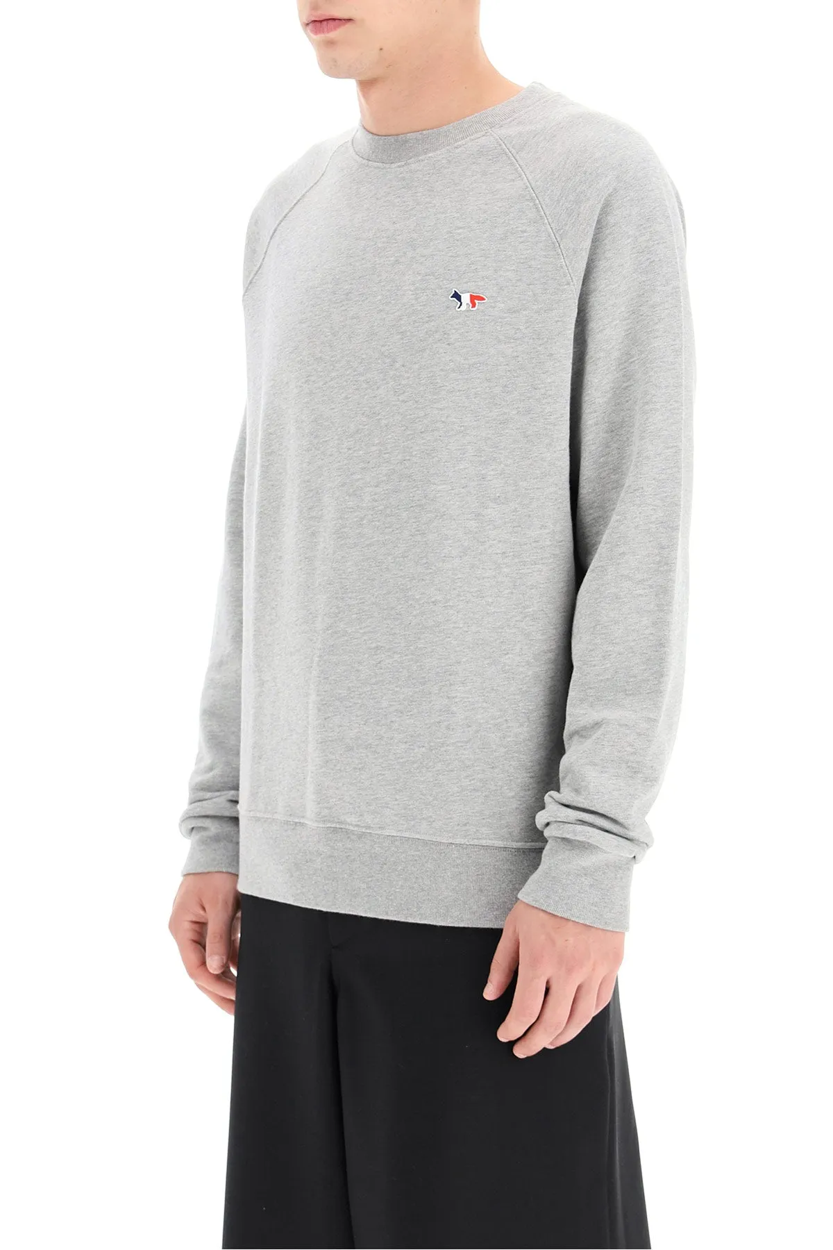 Maison kitsune tricolor fox patch sweatshirt