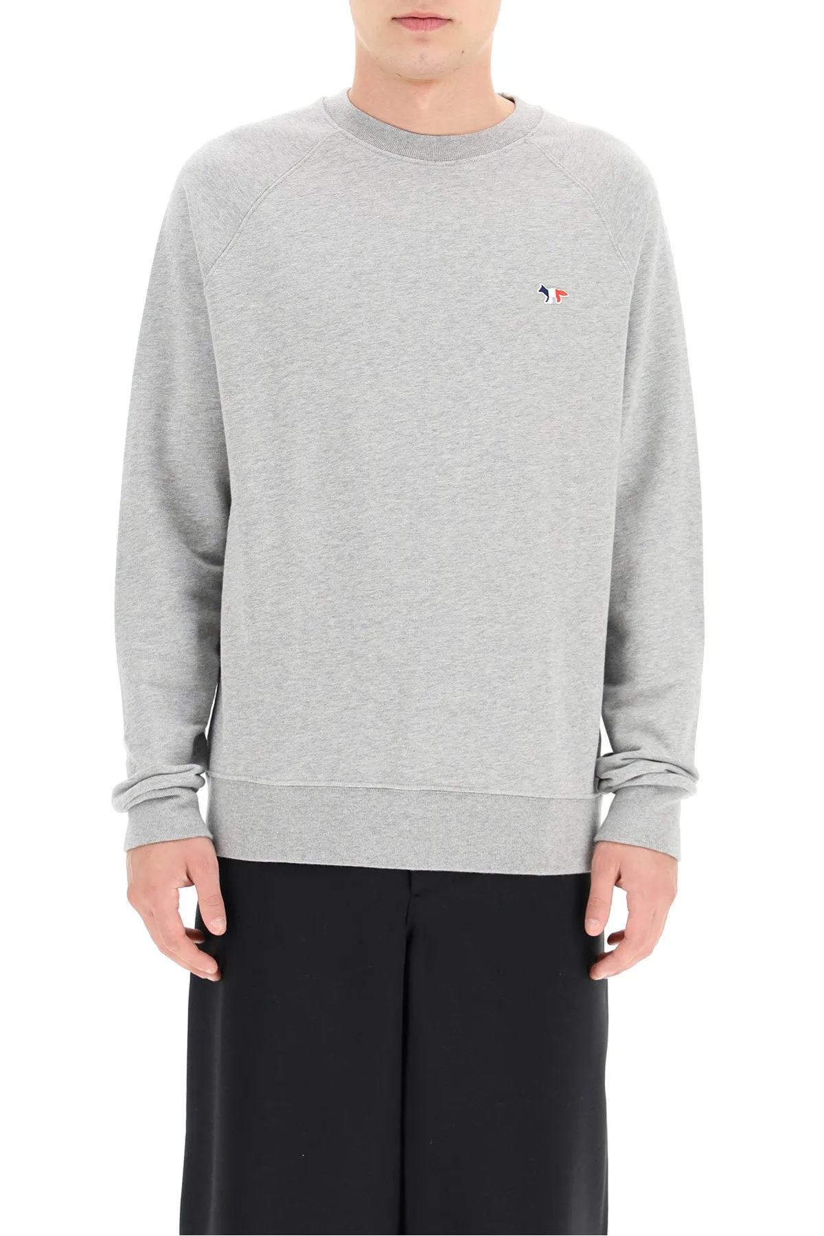 Maison kitsune tricolor fox patch sweatshirt